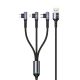 Cable 3 en 1 Carga + Data Tipo C, Lightning y MicroTejido 66W 1.2 Usams U80 - Negro compatible iPhone 15